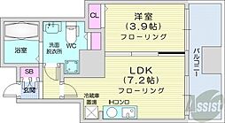 ビッグタワー大通公園 1DKの間取図画像