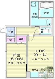 Y2ハイム北19条 1LDKの間取図画像