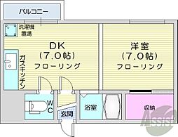 高栄パーク 1LDKの間取図画像