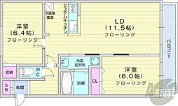 シャテニエ1014 2LDKの間取図画像
