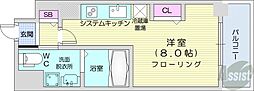 パシフィックタワー札幌 1Kの間取図画像