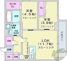Crossbell524 2LDKの間取図画像