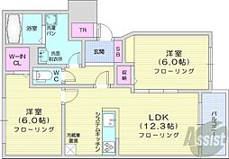 グルービー 2LDKの間取図画像