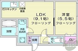 コージィープレイス206 1LDKの間取図画像