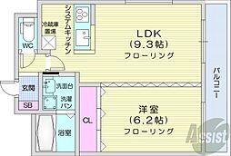 レジディア札幌駅ノース 1LDKの間取図画像