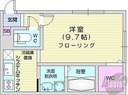 TwinberryAsabu 1Kの間取図画像