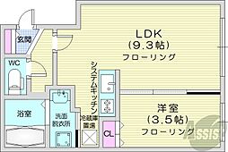 K 1LDKの間取図画像