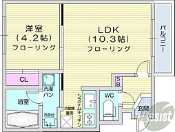 プレミアムマンション銀河 1LDKの間取図画像