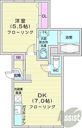 井上マンションNo.3 1DKの間取図画像