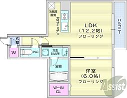 プランドールルノン北1条 1LDKの間取図画像
