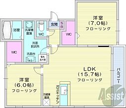 サージュブリエ1 2LDKの間取図画像
