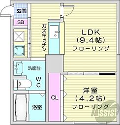 ブランノワール/エピオス 1LDKの間取図画像