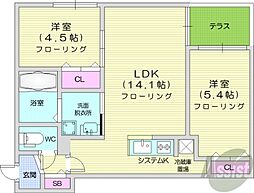 BlancShardAS麻生 2LDKの間取図画像