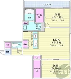 ビッグレジデンス円山宮ケ丘 2LDKの間取図画像