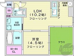 Lapislazuli山鼻 1LDKの間取図画像