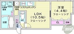 DIOGRACIA北大前 1LDKの間取図画像