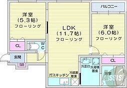 メゾンクー・ドゥ・クール 2LDKの間取図画像