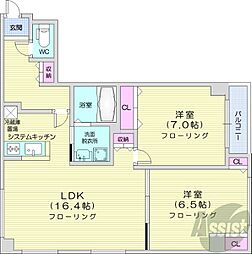 レゾ札幌 2LDKの間取図画像
