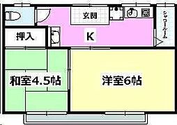 辻子マンション 2DKの間取図画像