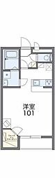 レオパレスリビエルブランシェ2 1Kの間取図画像