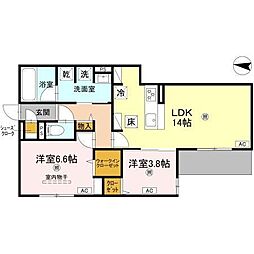 スペチアーレ小松 2LDKの間取図画像