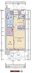 プレサンス江坂ベルフィーヌ 1LDKの間取図画像