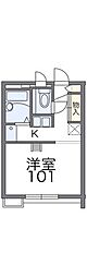 レオパレスＢｏｎｈｅｕｒII 1階1Kの間取り