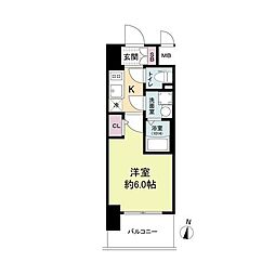 エスリードレジデンス梅田グランゲート 13階1Kの間取り