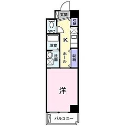 プラシード 1Kの間取図画像