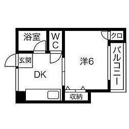 サンヒルズ 1DKの間取図画像