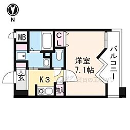 アーバンウェル茨木 1Kの間取図画像