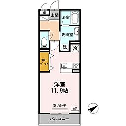 クレール西の庄 ワンルームの間取図画像