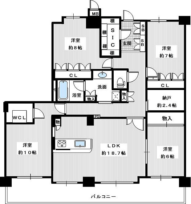 エルグレース新金岡ローレルコート(4SLDK) 5階/511の間取り