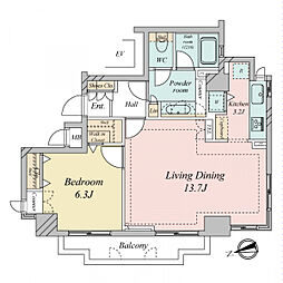 アーバンパレス代々木公園 1LDKの間取図画像