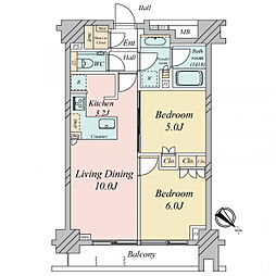シティハウス月島駅前キャピタルコート 2LDKの間取図画像