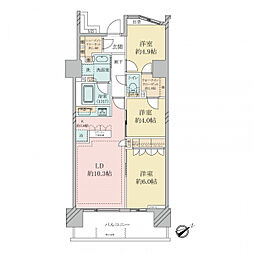 パークタワー王子リバーグレイス 3LDKの間取図画像