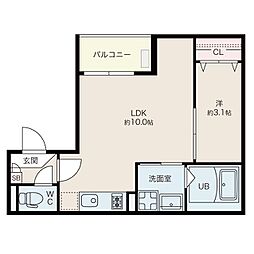 名古屋市営桜通線 桜本町駅 徒歩2分の賃貸アパート 2階1LDKの間取り