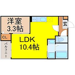 Jack odakaII 3階1LDKの間取り