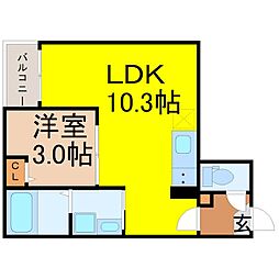 名古屋市緑区大高町字鶴田アパート 1LDKの間取図画像