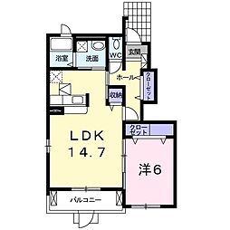 名鉄名古屋本線 本星崎駅 徒歩10分の賃貸アパート 1階1LDKの間取り