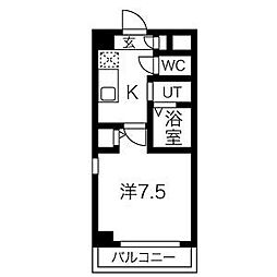 JR東海道本線 笠寺駅 徒歩7分の賃貸マンション 4階1Kの間取り