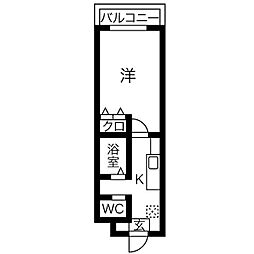 名古屋市営桜通線 瑞穂区役所駅 徒歩17分の賃貸マンション 5階1Kの間取り