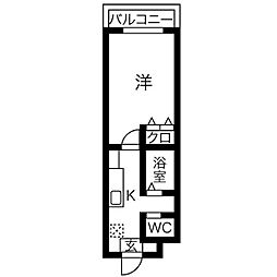 名古屋市営桜通線 瑞穂区役所駅 徒歩17分の賃貸マンション 5階1Kの間取り