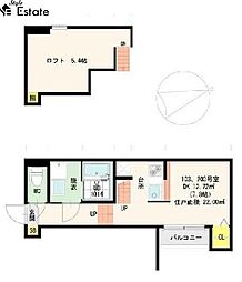 名古屋市営名港線 六番町駅 徒歩9分の賃貸アパート 2階1SKの間取り