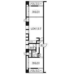 名古屋市営桜通線 瑞穂運動場西駅 徒歩2分の賃貸マンション 4階2LDKの間取り