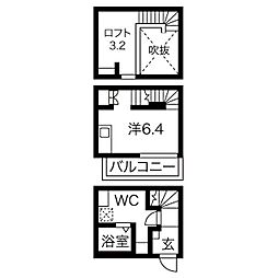 LUMINA大同 2階1SKの間取り