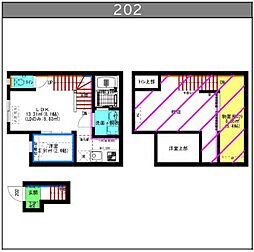 AX港楽 2階1LDKの間取り