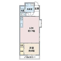 赤坪第2小菅ビル 1階1LDKの間取り