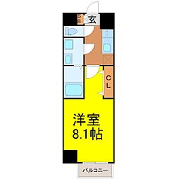 名鉄名古屋本線 堀田駅 徒歩2分の賃貸マンション 7階1Kの間取り
