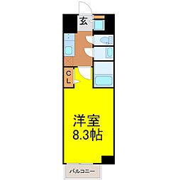 名鉄名古屋本線 堀田駅 徒歩2分の賃貸マンション 5階1Kの間取り